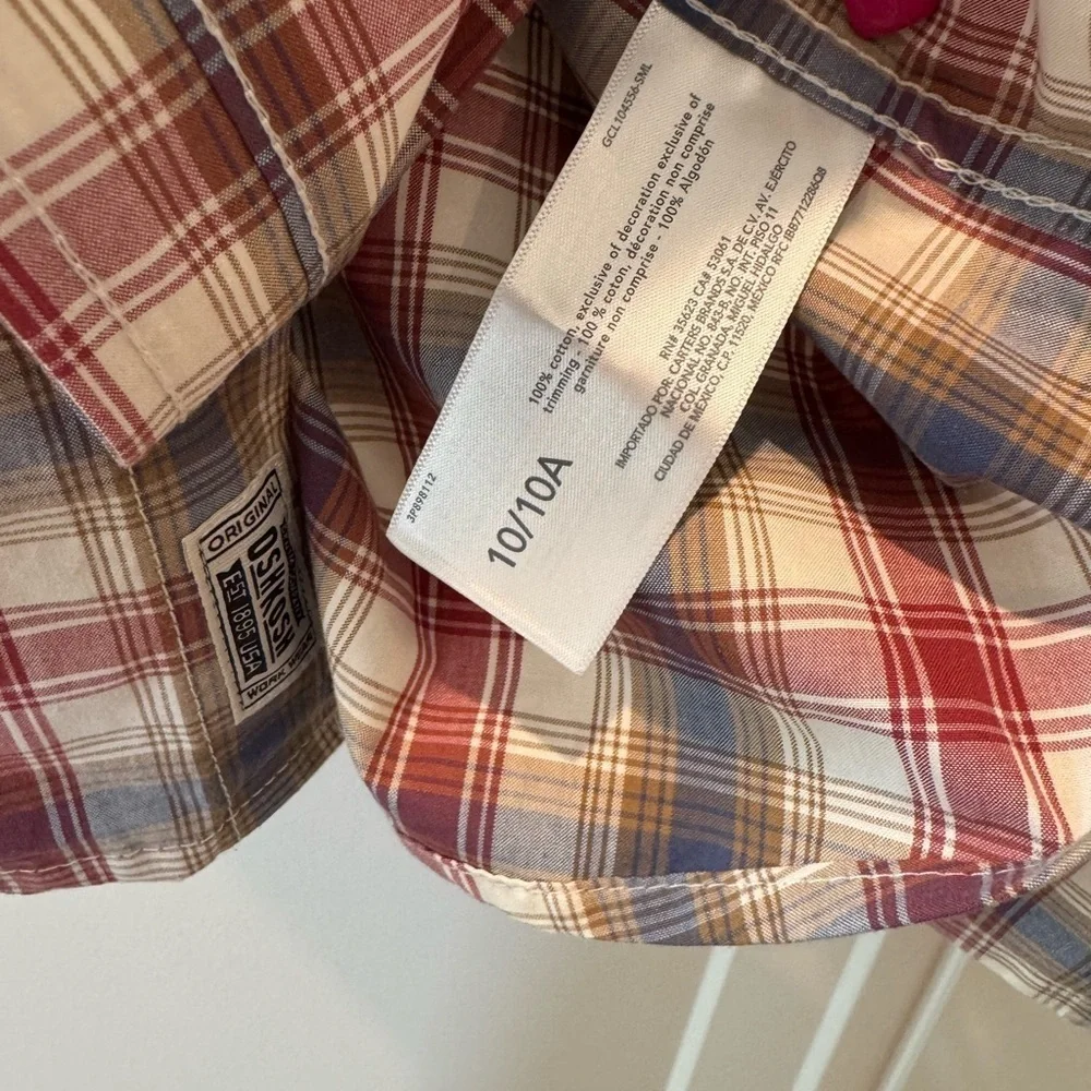 NWT Osh Kosh B’gosh plaid long sleeve dress shirt. Size 10